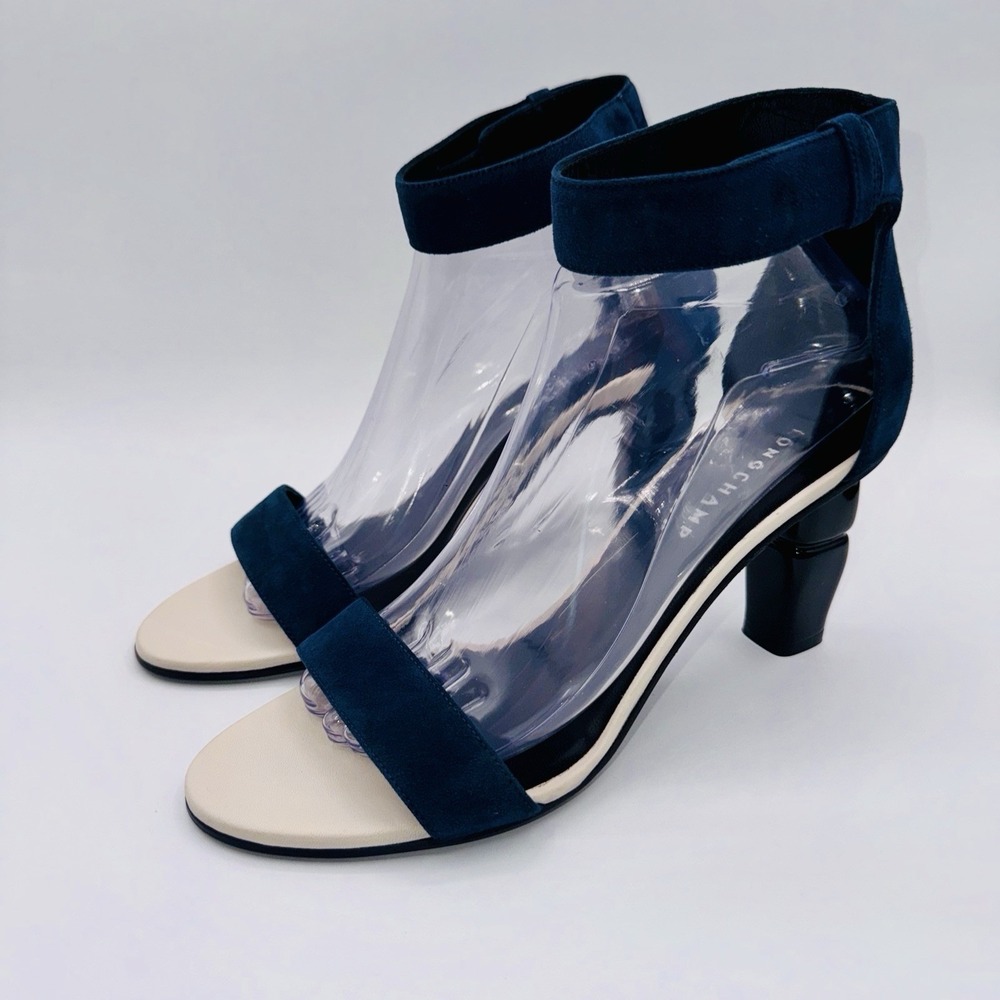 Longchamp Suede Heels Women's Size 8.5 - 9 FR 40 EU 39 Navy Blue Suede
